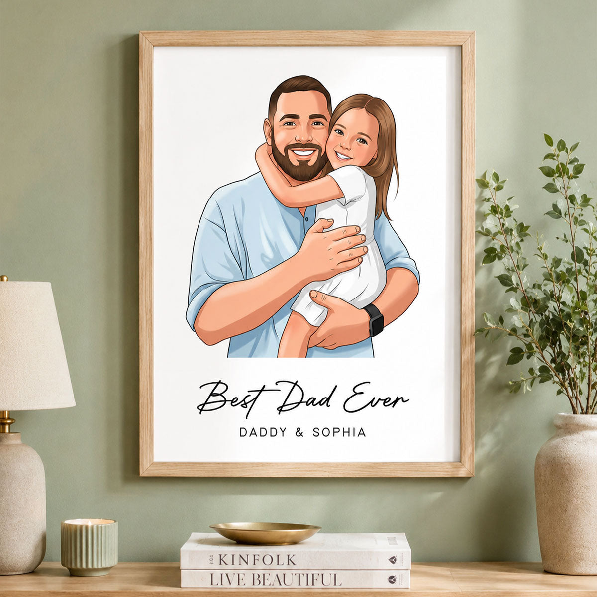 Portrait Color Drawing Style Best Dad Ever - Personalized Poster - Father's Day Gift For Dad, Husband