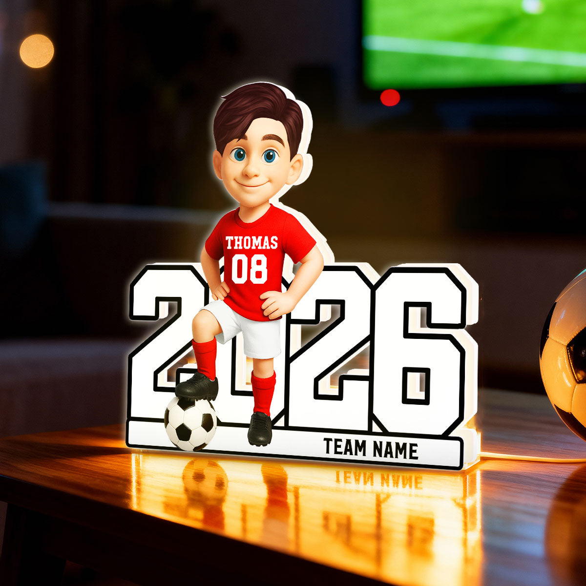 Christmas Soccer Player - Personalized Light Box - Gift For Soccer Lovers, Soccer Team