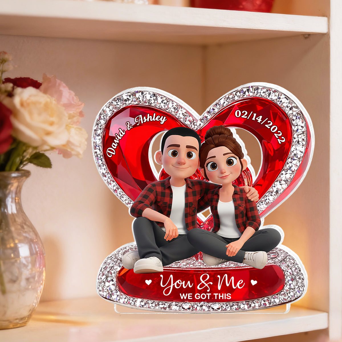 Couple Eternal Love 3D Shiny Effect - Personalized Acrylic Block Plaque - Heartfelt Valentine's Day Gift for Her, for Him