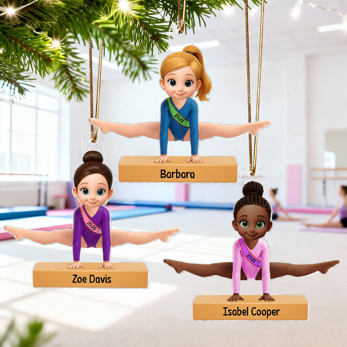 3D Effect Gymnastic Girl Straddle Split Pose - Personalized Acrylic Ornament - Gymnast Gift For Daughter, Granddaughter