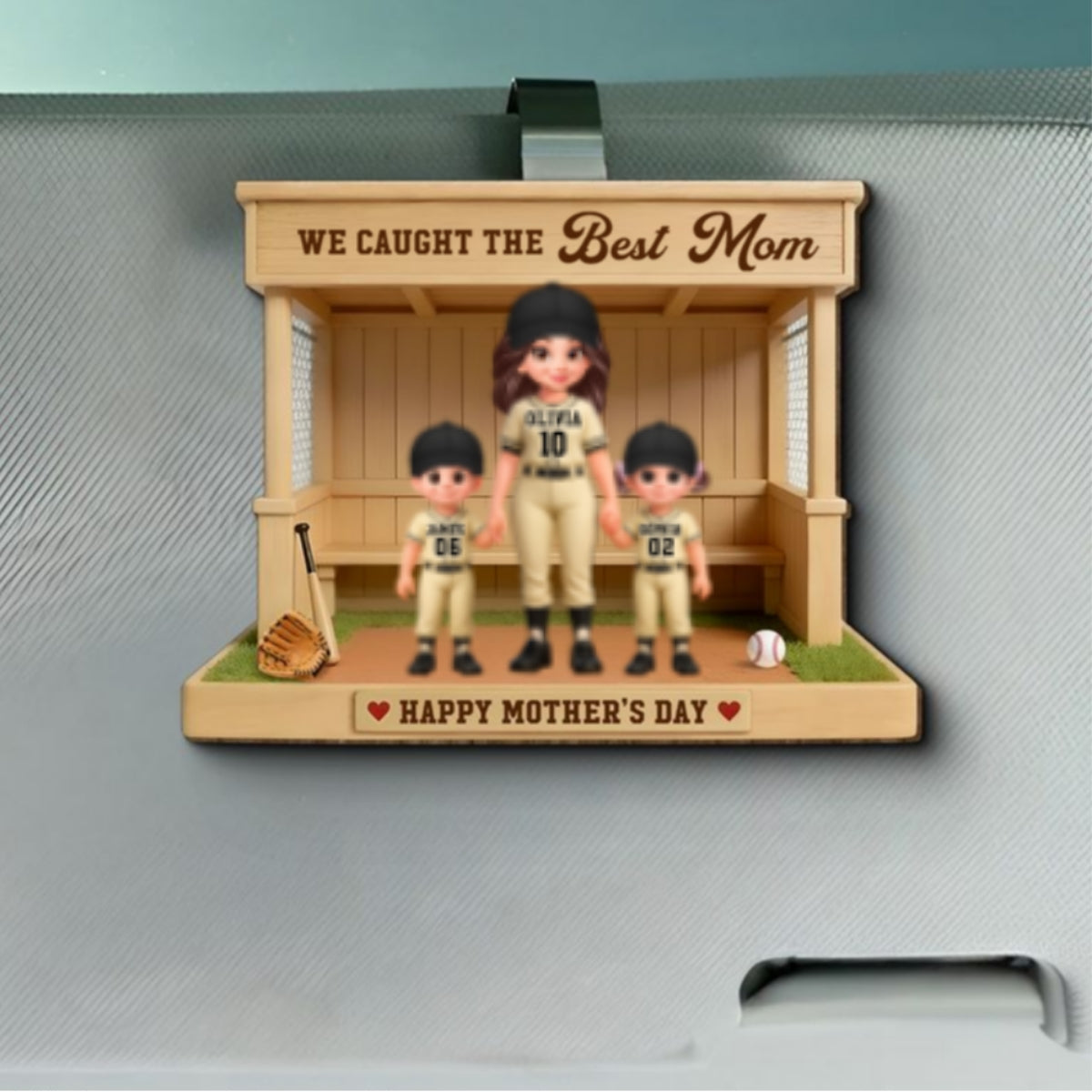We Caught The Best Mom Baseball Dugout - Personalized Car Visor - Mother's Day Gift For Baseball Mom