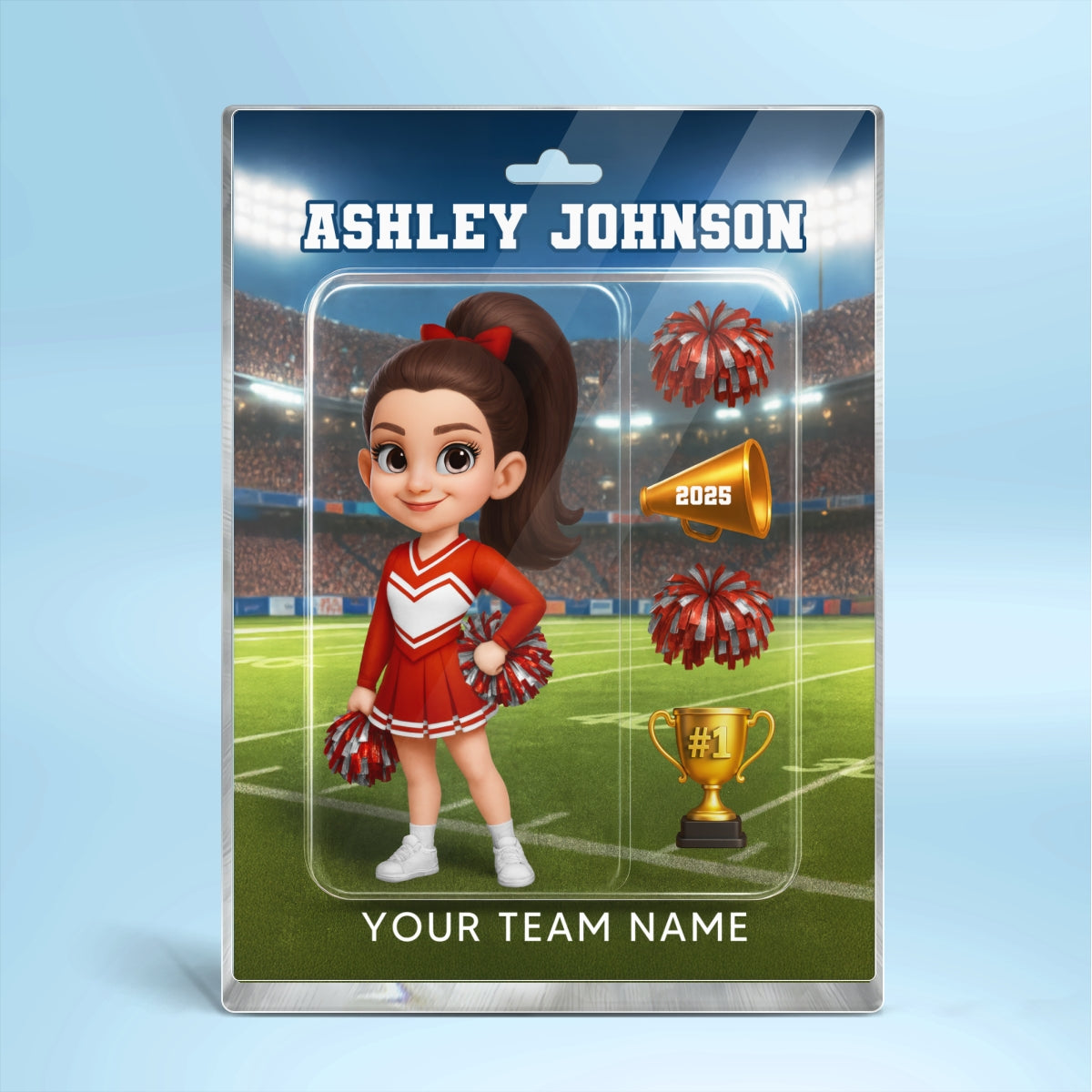 3D Effect Cheerleader Custom Figure Style - Personalized Acrylic Block Plaque - Christmas Gift For Cheerleaders, Granddaughter, Daughter