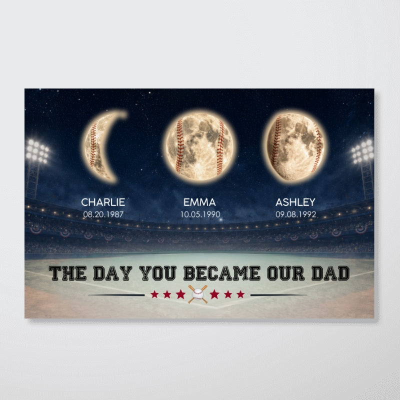 Baseball Dad Moon Phase - Personalized Poster - Father's Day gift for Dad