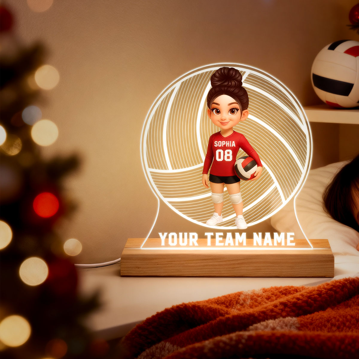 Volleyball 3D Illusion With Name - Personalize LED Night Light - Gift For Granddaughter, Daughter, Volleyball Lover