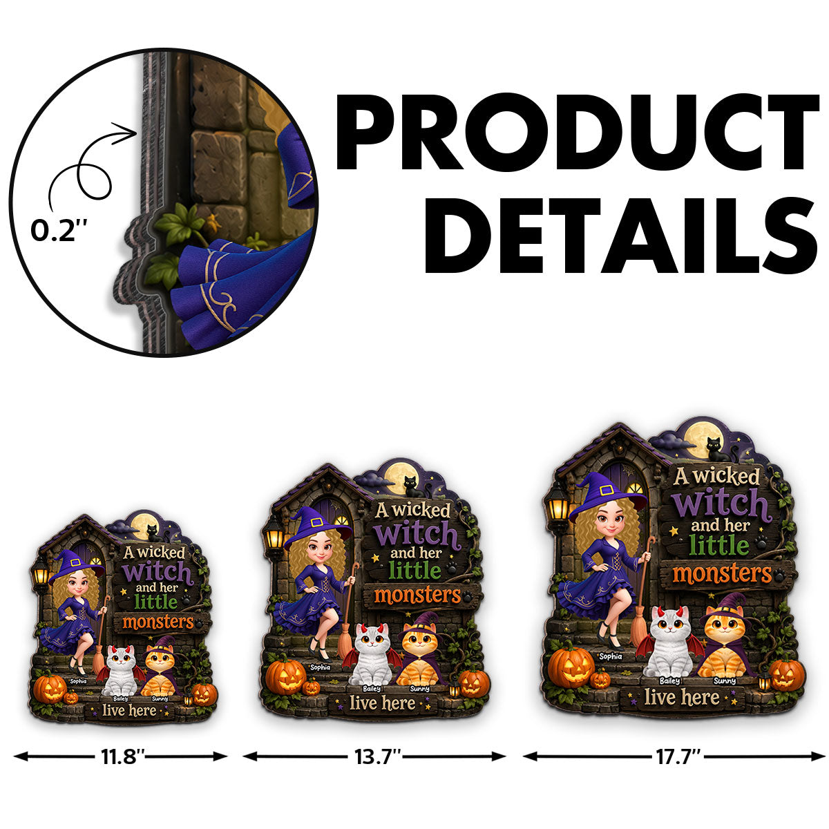 Mysterious Wicked Witch And Little Monsters Cats - Personalized Wood Sign - Halloween Gift For Cat Lovers, Halloween Decor