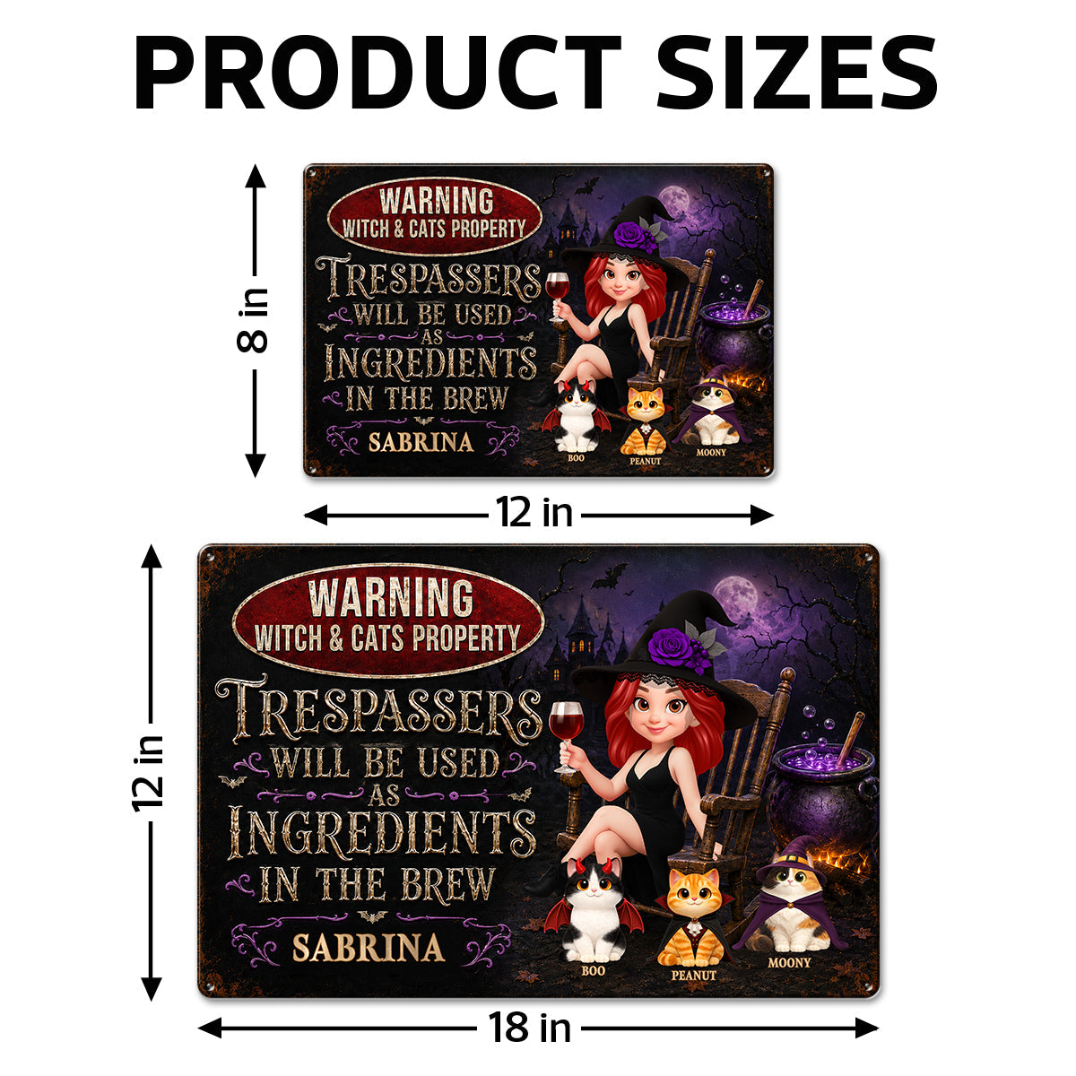 Trespassers Will Be Used As Ingredients In The Brew - Personalized Metal Sign - Halloween Decor Gift