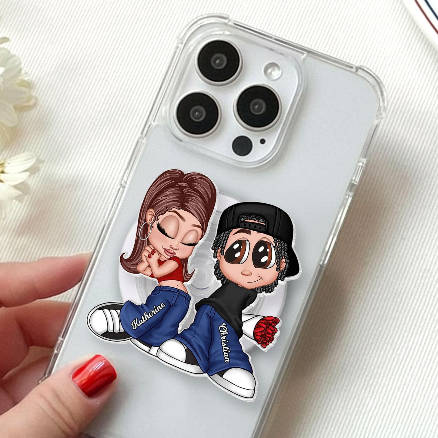 Y2K Couple - Personalized Acrylic Magnetic Phone Grip - Trendy Gift for Him, Gift for Her