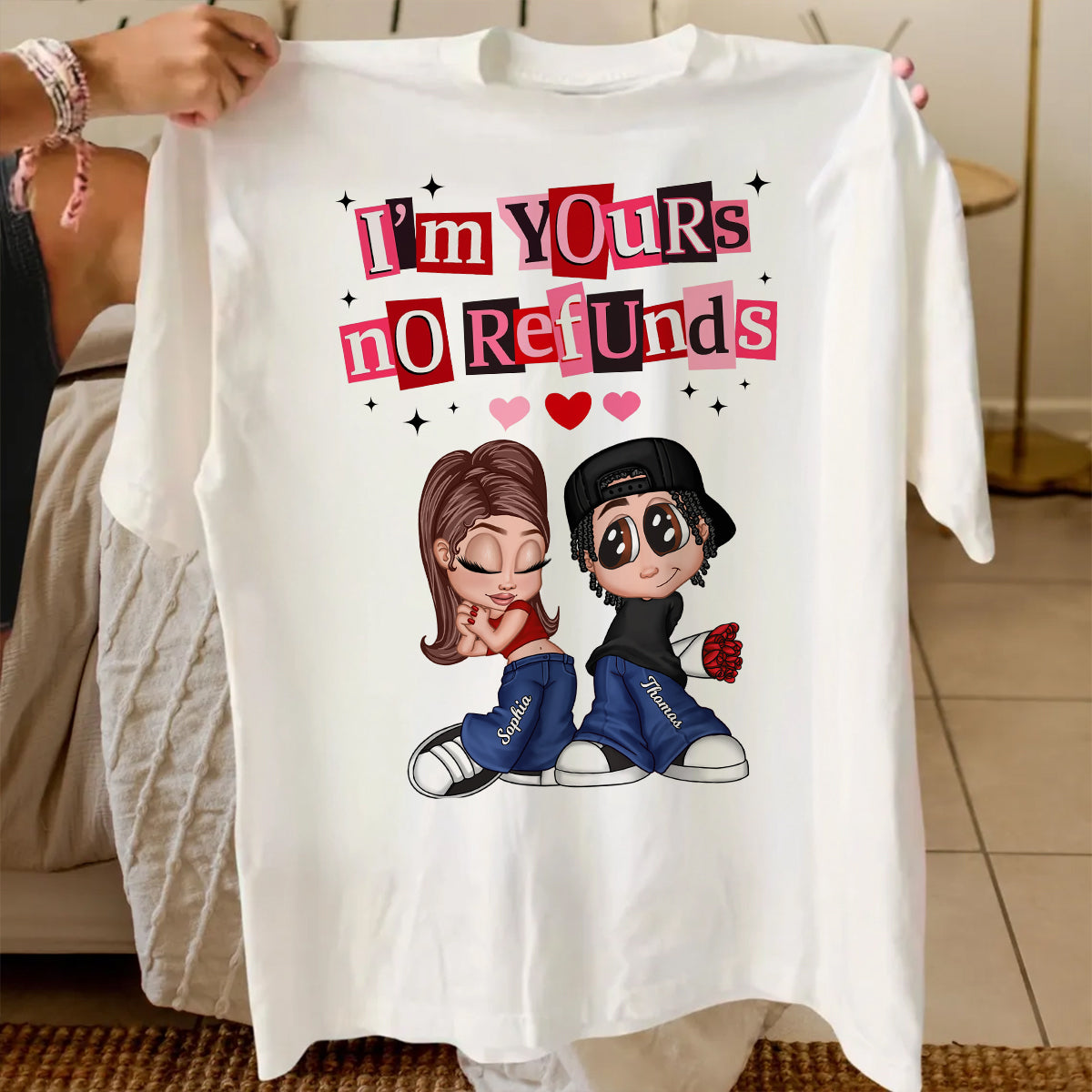 Y2K Couple I'm Yours No Refund - Personalized Shirt - Funny Valentine's Day Gift for Him, for Her, Matching Couple Shirts