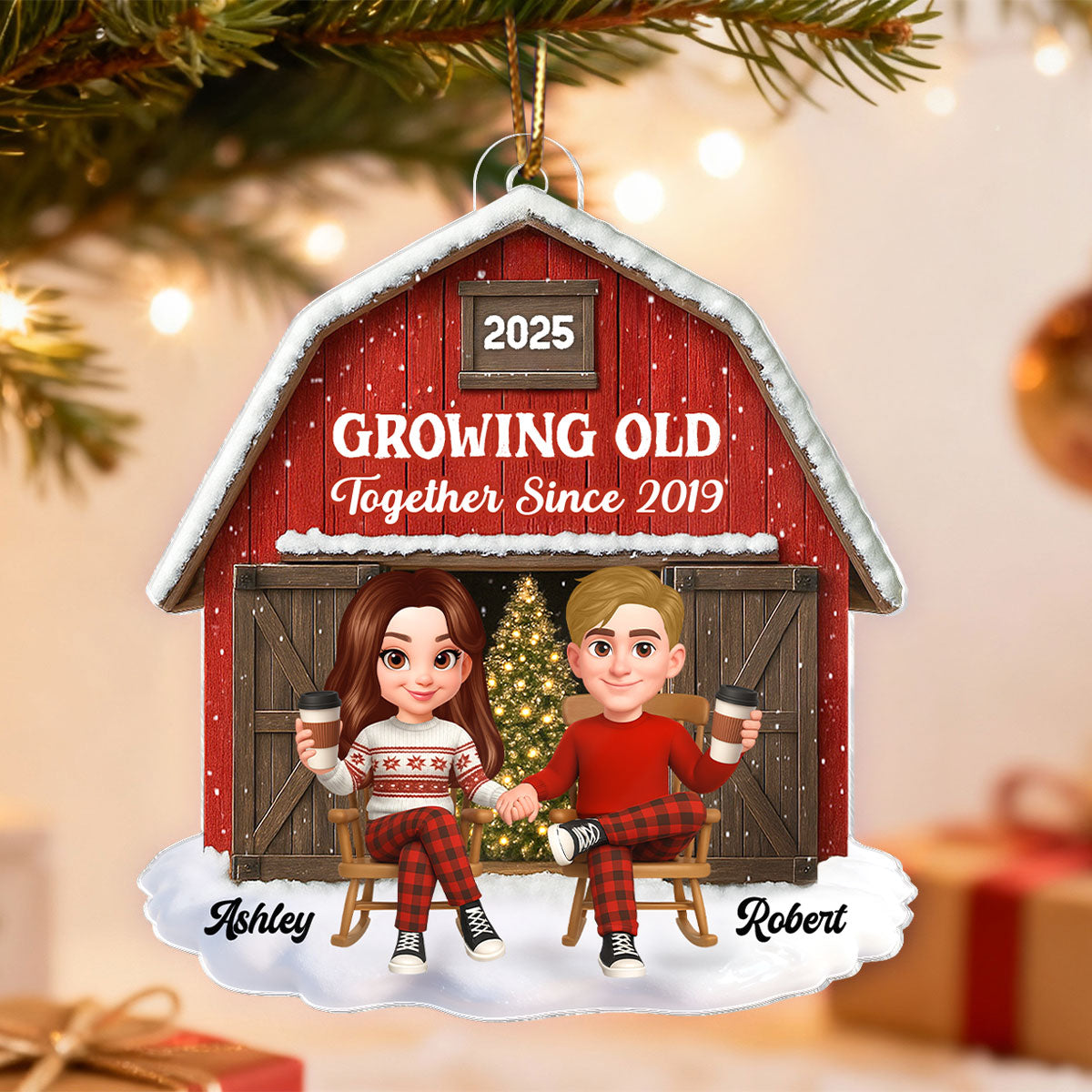 Couple We Got This Rustic Farmhouse - Personalized Acrylic Ornament - Christmas Gift for him, for her