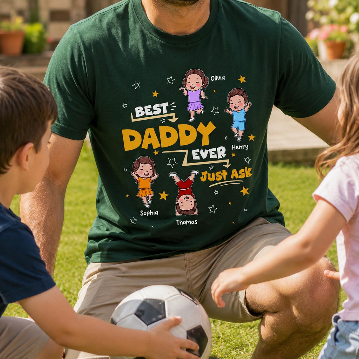 Best Dad Grandpa Ever Just Ask Cute Cartoon Kids - Personalized Shirt