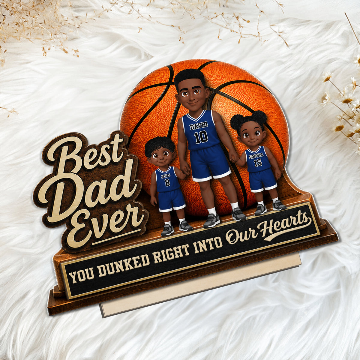 You Dunked Right Into Our Heart - Personalized 2-Layered Wooden Plaque -  Gift For Basketball Dad