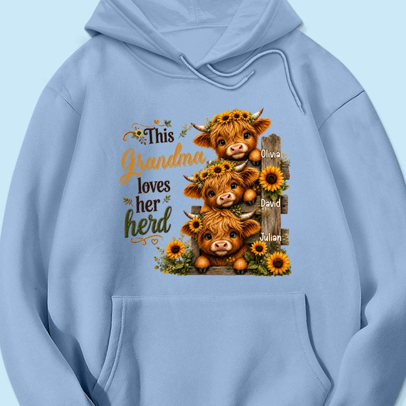 Highland Cow Grandma Loves Her Herb - Personalized Shirt - Fall Season Gift, Gift For Grandma