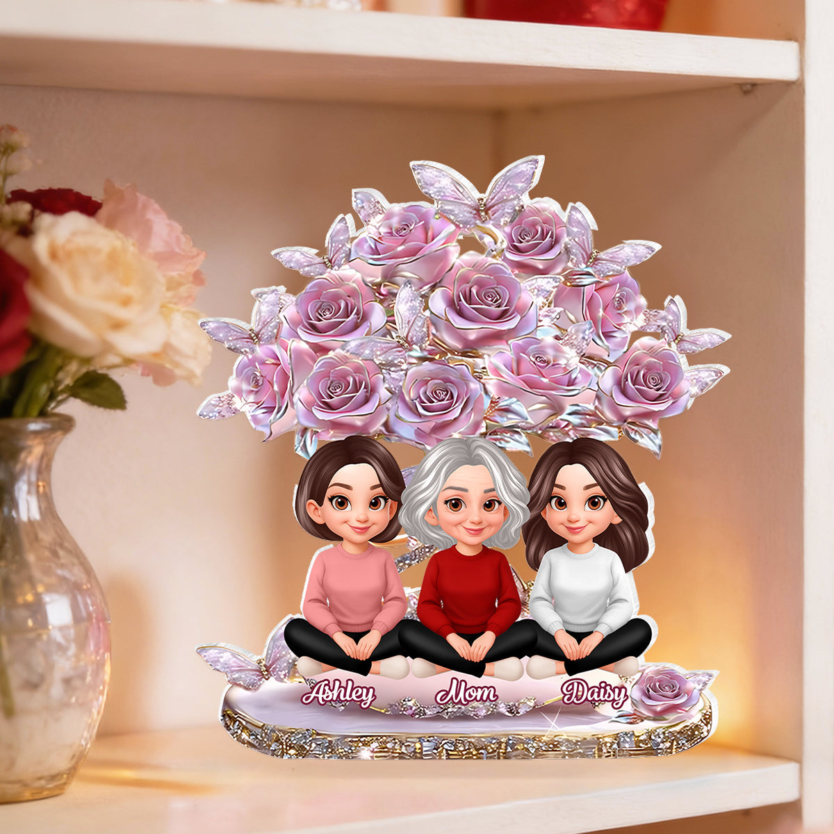 Best Mom Ever And Daughters - Personalized Acrylic Block Plaque - Heartfelt Gift For Mom, Grandma