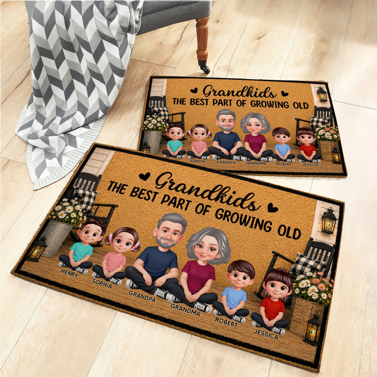 Grandpa Grandma House Porch Grandkids Best Part Of Growing Old - Personalized Doormat - Gift For Grandparents, Spring Summer Decoration
