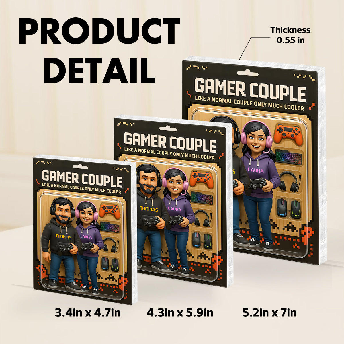 Gamer Couple Cooler Custom Action Figure - Personalized Acrylic Block Plaque - Anniversary, Valentine's Day Gift, Gift For Him, Gift For Her