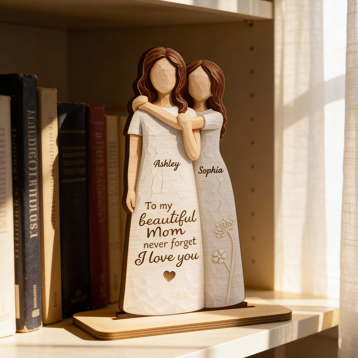 To My Beautiful Mom Never Forget I Love You - Personalized 2-Layered Wooden Plaque - Mother's Day Gift for Mom
