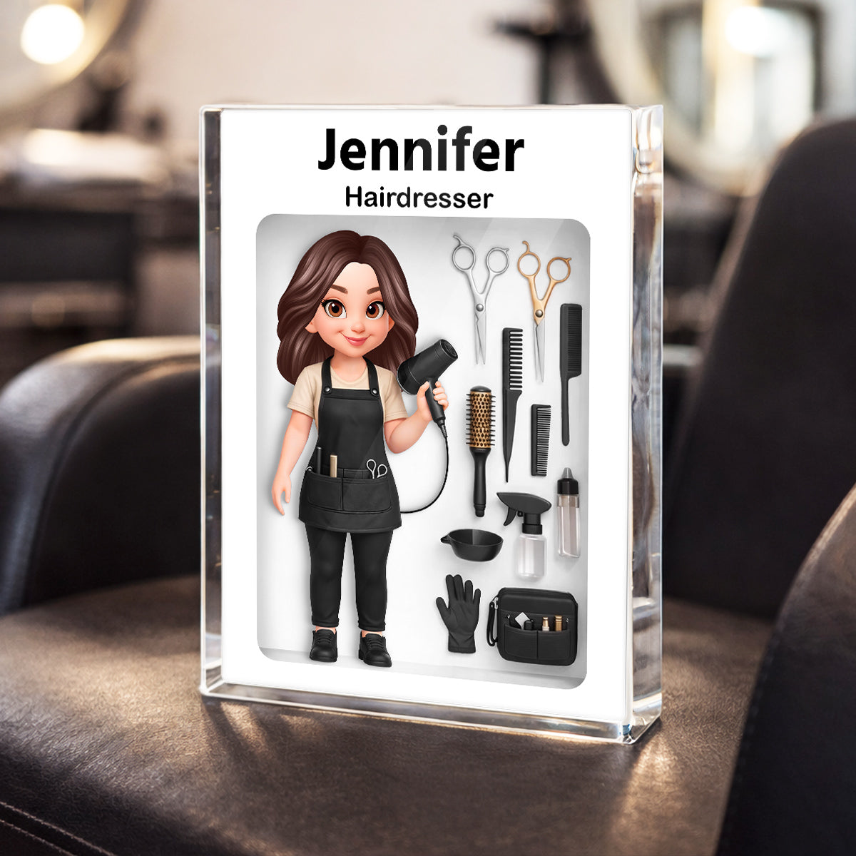 Hairdresser 3D Action Figure - Personalized Acrylic Block Plaque - Gift for Hairdressers