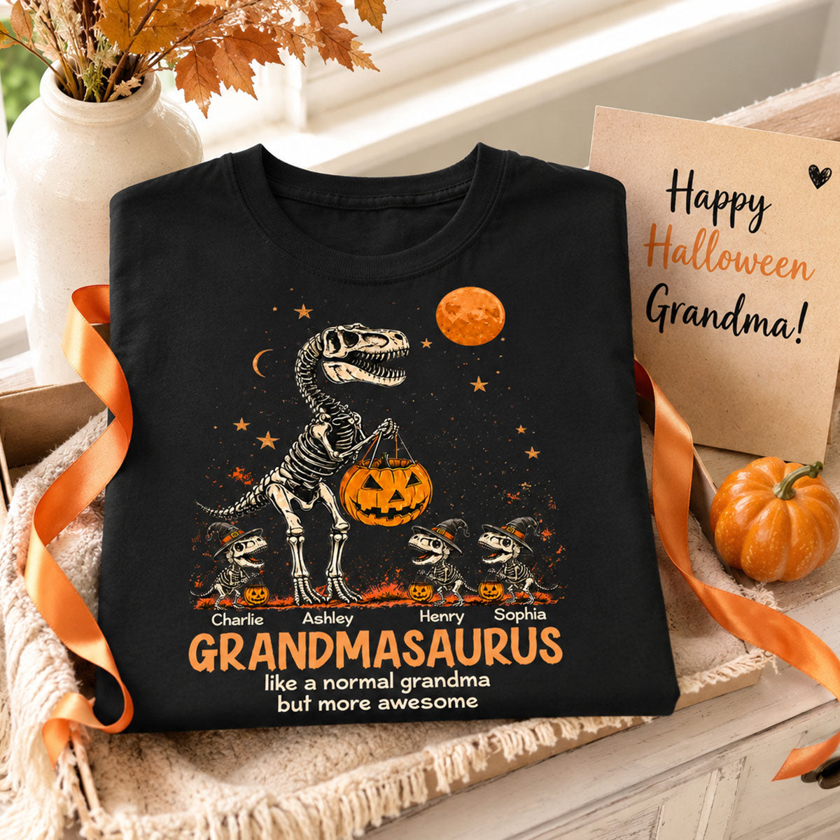 Spooky Grandmasaurus - Personalized Shirt - Halloween Gift for Grandma, Mom