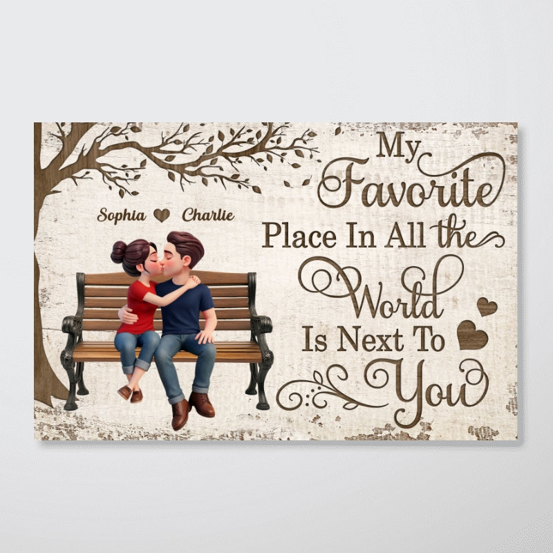 Eternal Love Couple Sitting Kissing Under Tree - Personalized Poster - Valentine's Day Gift For Couple