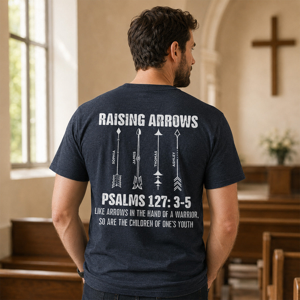 Raising Arrows Custom Kids Names - Personalized Shirt - Father's Day Gift For Christian Dad