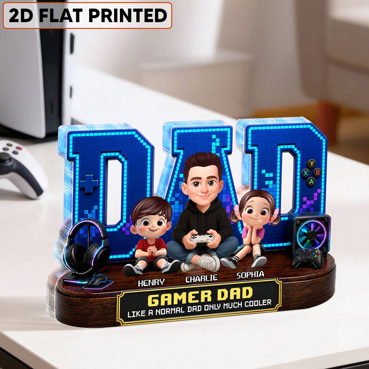 Gamer Dad Much Cooler - Personalized Acrylic Block Plaque -  Gift For Dad, Husband, Gamers