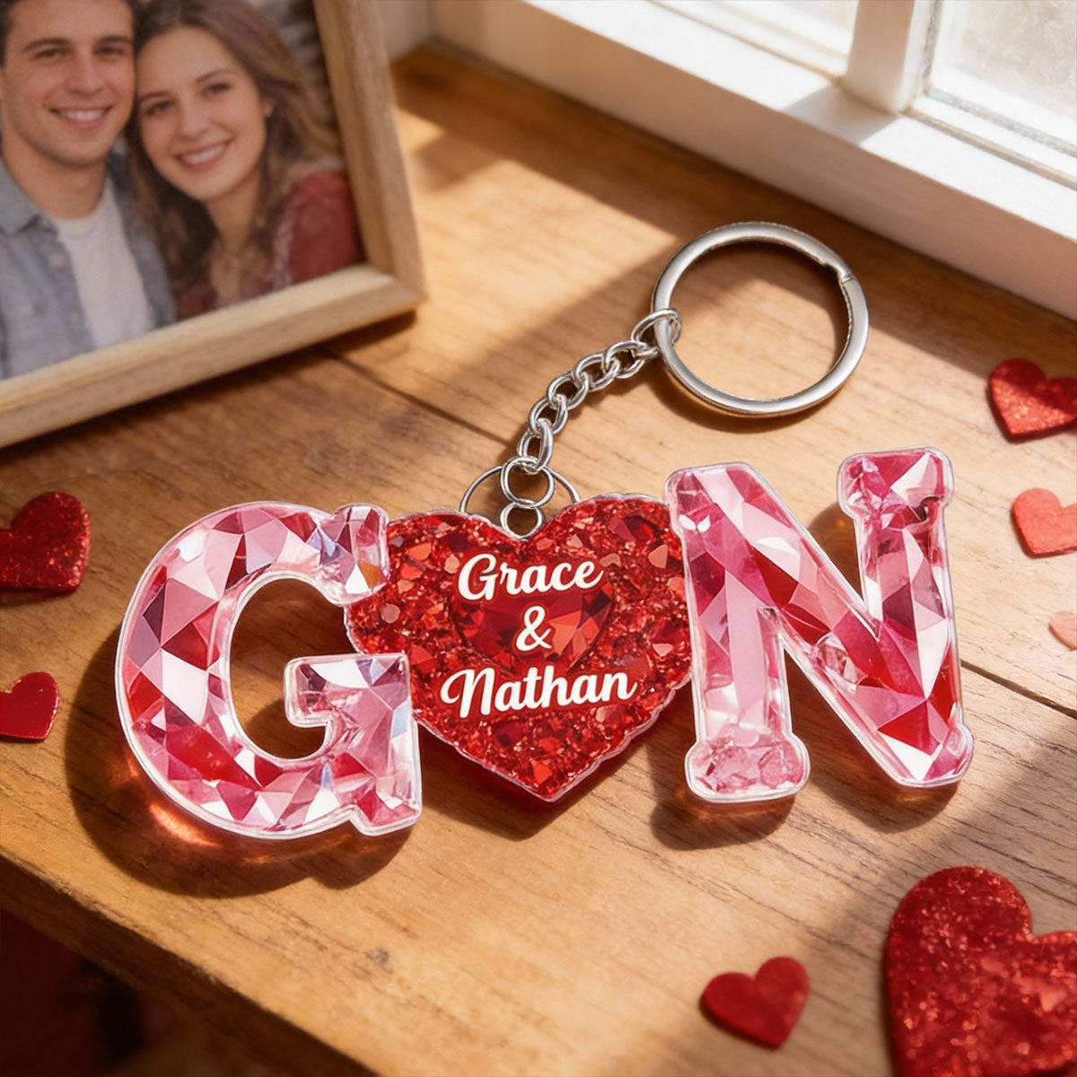 Couple Love Initial - Personalized Acrylic Keychain - Sentimental Anniversary, Valentine's Day Gift for her, for him