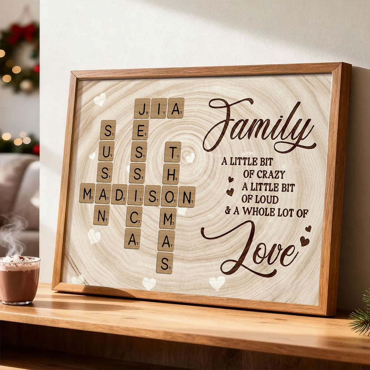 Family Crossword Wall Art A Whole Lot Of Love - Personalized Poster - Sentimental Gift for Loved Ones