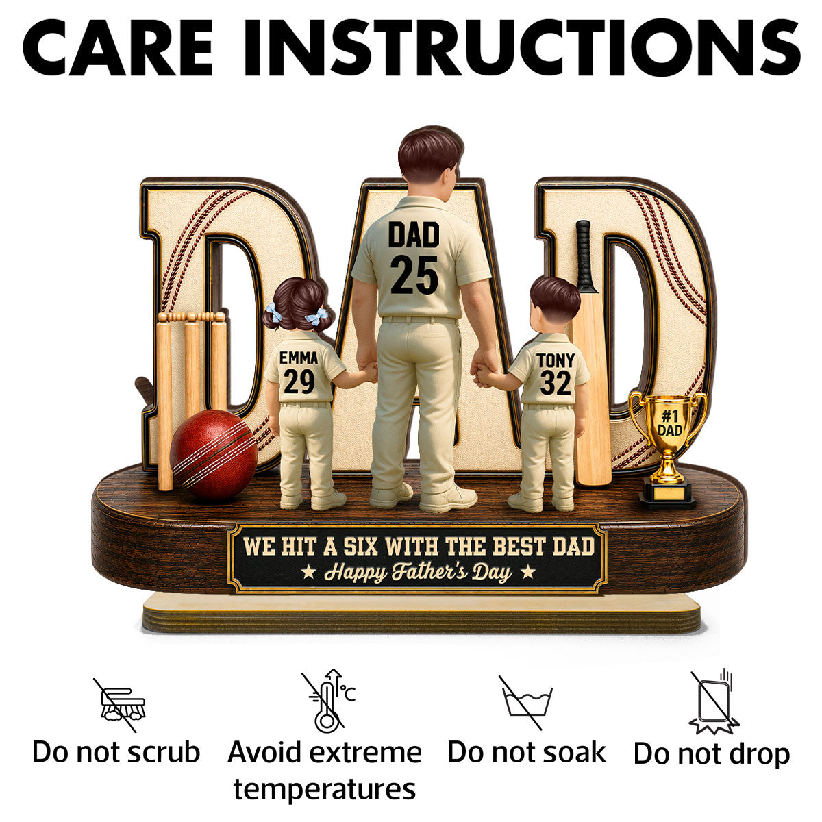Cricket Dad Legend Hit A Six With The Best Dad - Personalized 2-Layered Wooden Plaque -  Gift For Dad, Husband, Cricket Lovers