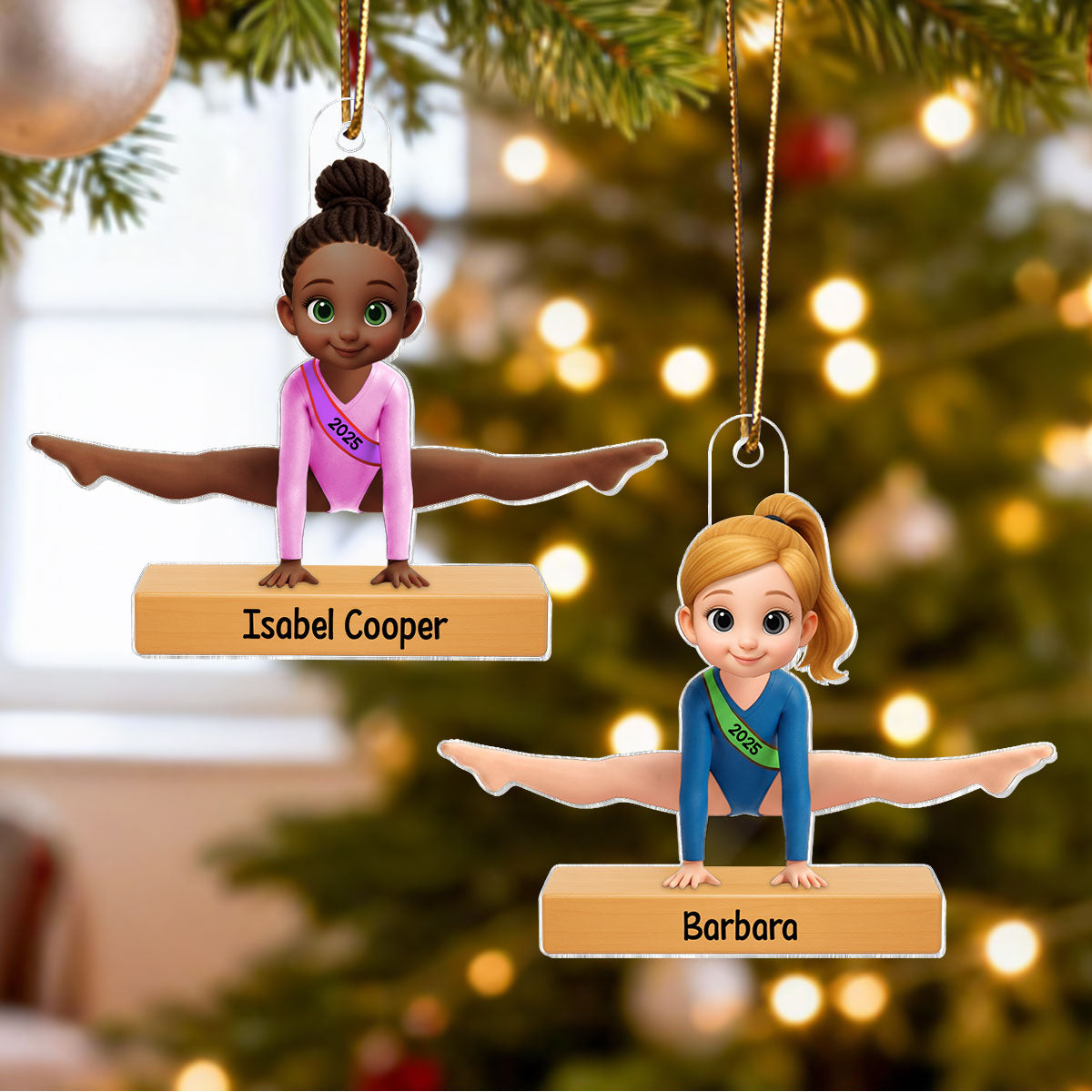 3D Effect Gymnastic Girl Straddle Split Pose - Personalized Acrylic Ornament - Gymnast Gift For Daughter, Granddaughter