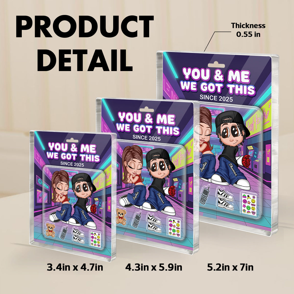 Y2K Couple Action Figure - Personalized Acrylic Block Plaque - Sentimental Valentine's Day Gift for him, for her