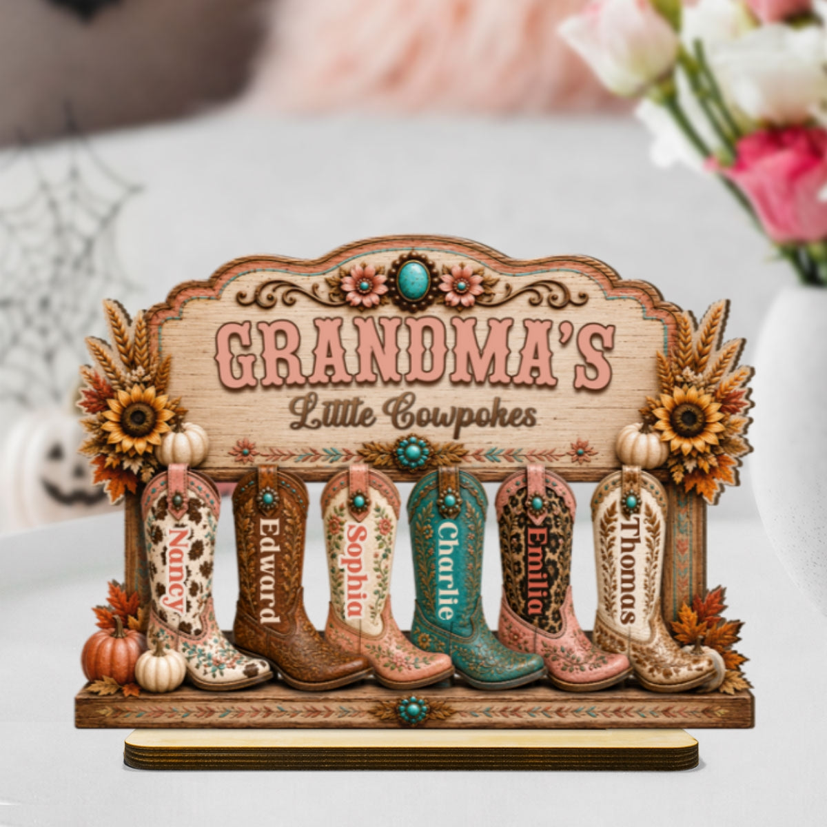Grandma's Little Cowpokes 2D Flat - Personalized Wooden Plaque - Fall Season Decoration