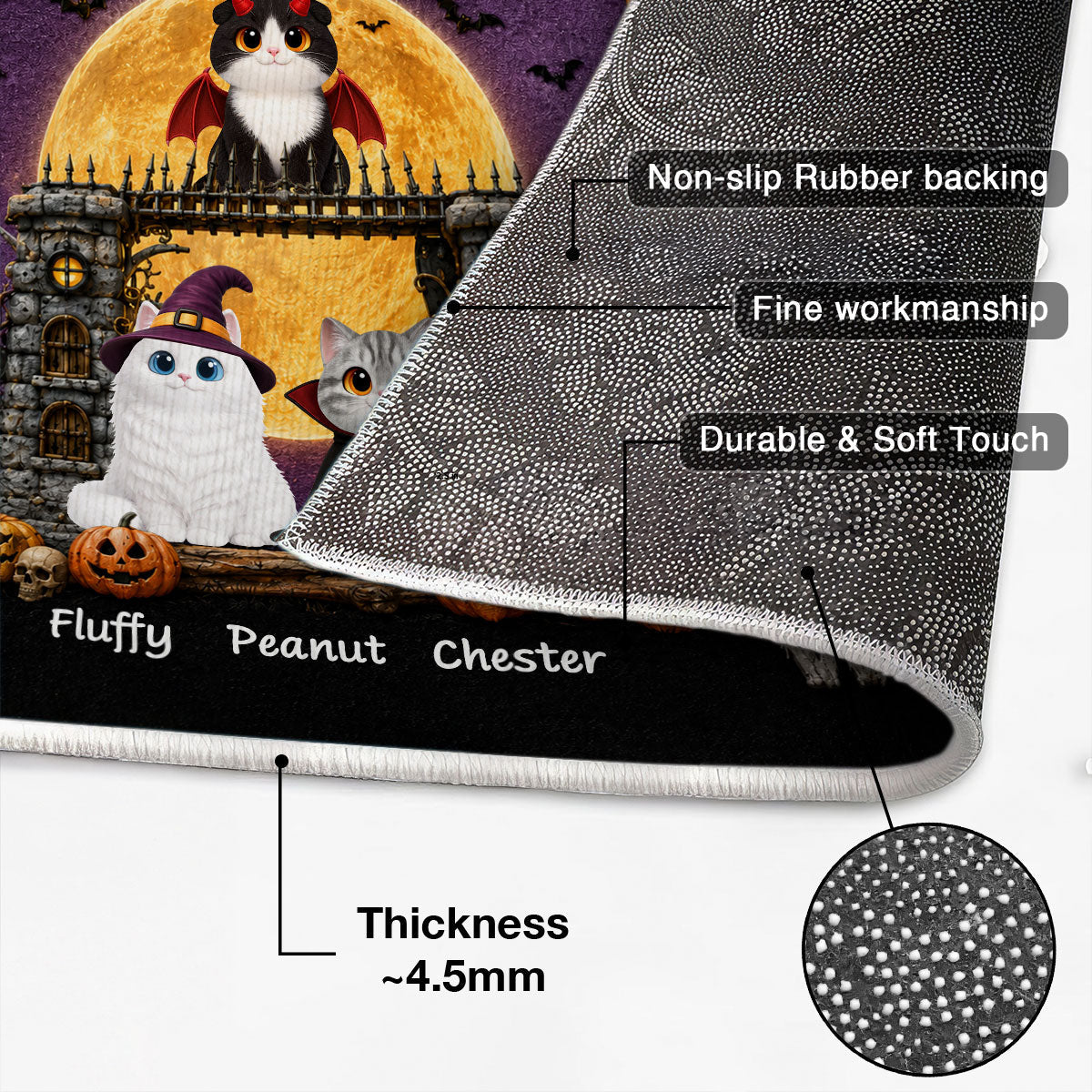 The Humans Just Live Here With Us - Personalized Doormat - Halloween Decor Gift, Gift For Cat Lovers