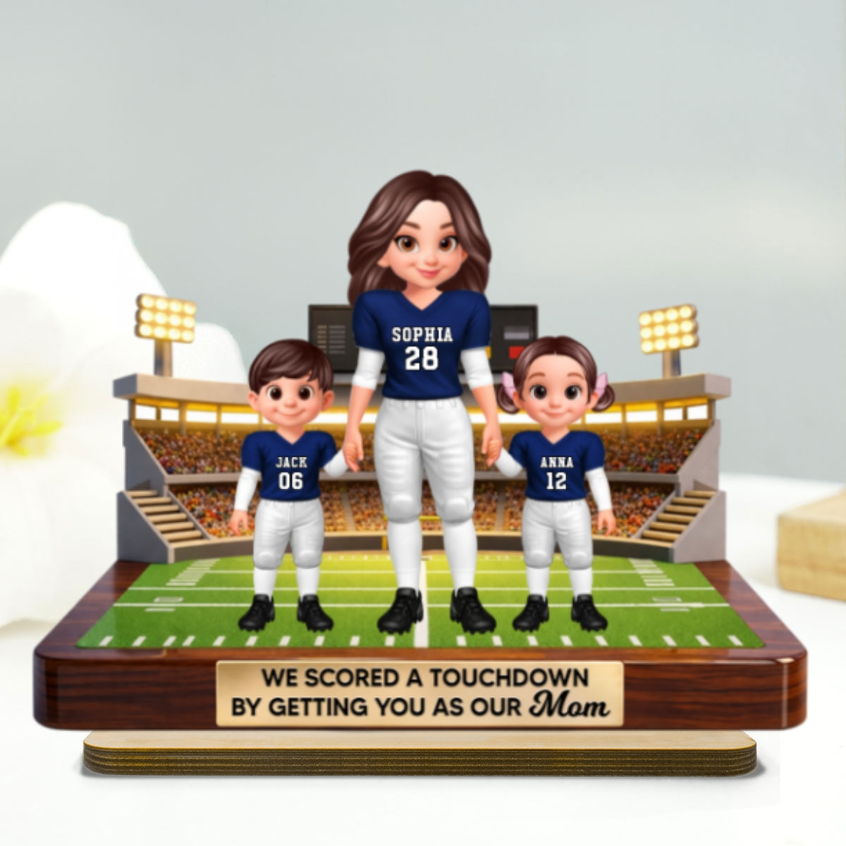 American Football Mom We Scored A Touchdown - Personalized 2-Layered Wooden Plaque - Mother's Day Gift For Mom