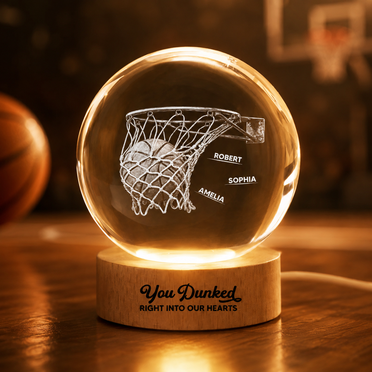 We Scored The Best Dad - Personalized Crystal Ball LED Night Light -  Gift For Sport Dad | Soccer, UK Football, Baseball, Basketball, American Football
