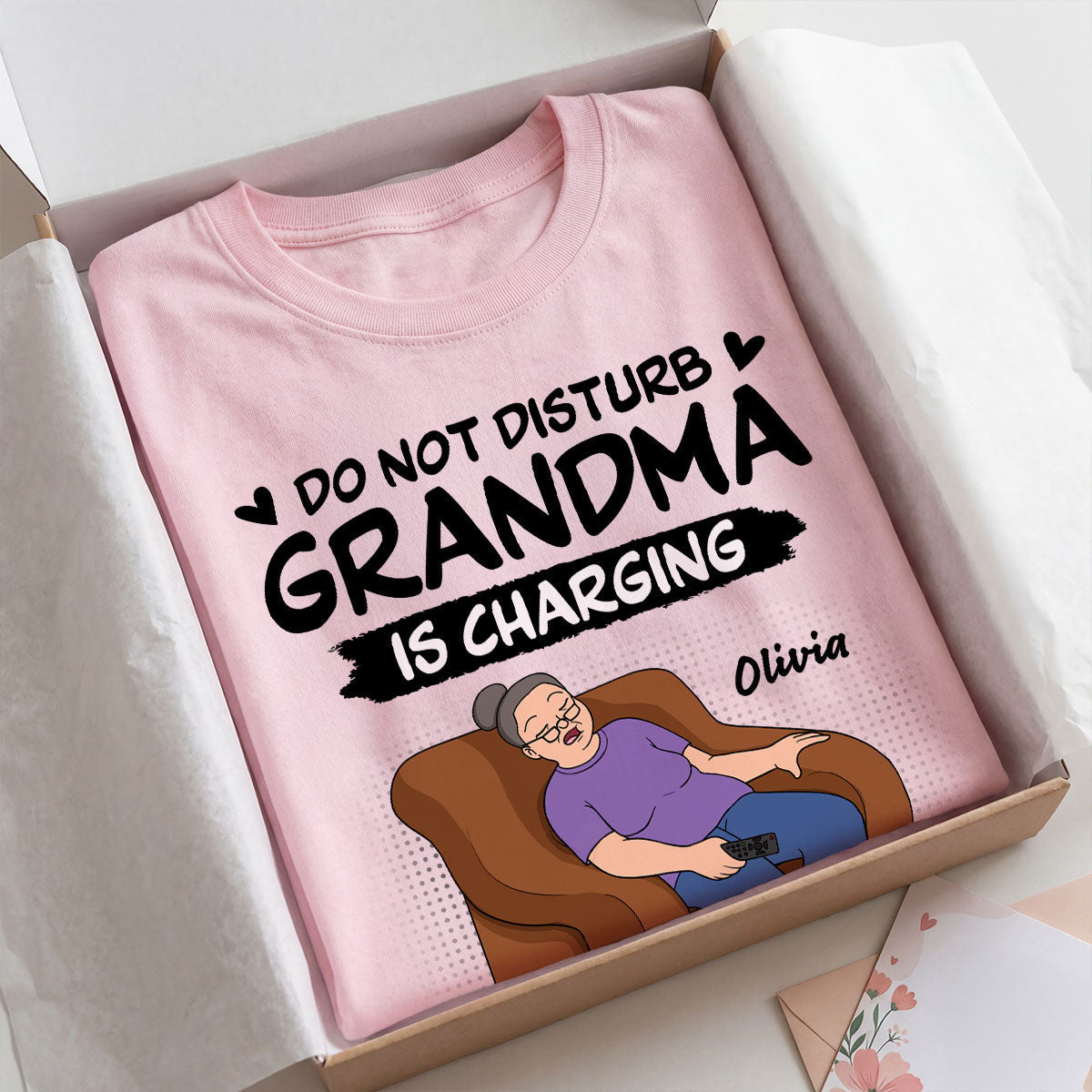 Do Not Disturb Grandma Is Charging - Personalized Shirt - Funny Mother's Day Gift For Grandma, Mom