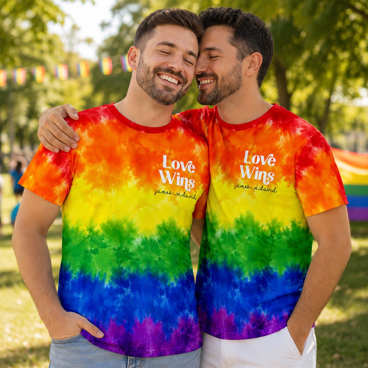 Love Wins Rainbow Tie Dye Pride Theme - Personalized Shirt - Pride Month Keepsake