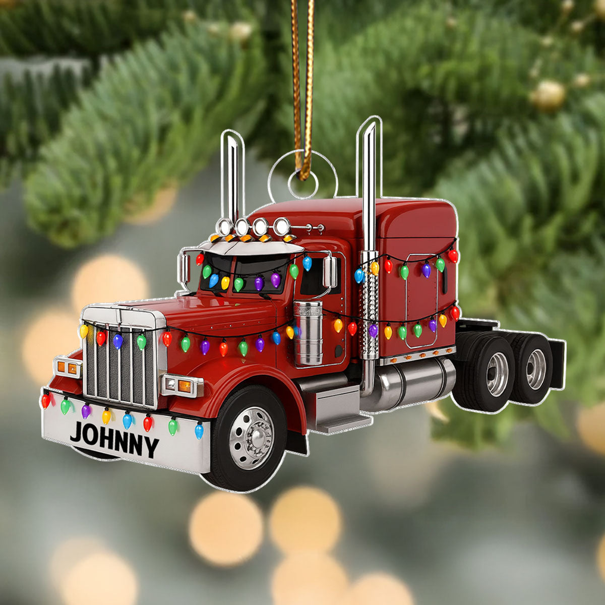 Keep On Rolling Proud Trucker – Personalized Acrylic Ornament – Appreciation Christmas Gift for Truck Drivers