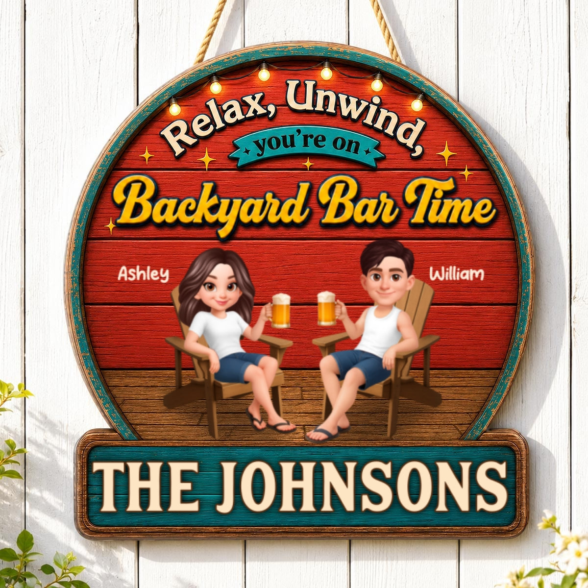 Summer Vibe Relax Unwind On Patio Backyard Bar Time - Personalized Wood Sign - Gift For Couple, Summer Outdoor Porch, Patio, Bar Decoration