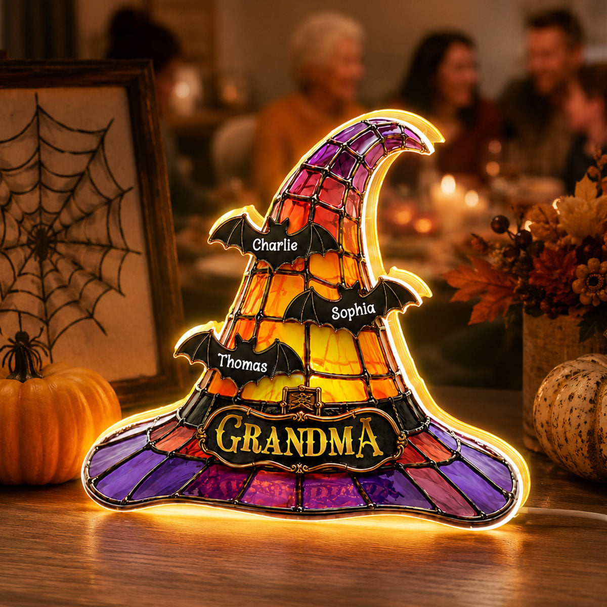Grandma Witch Hat - Personalized Light Box - Halloween Decor for Grandma