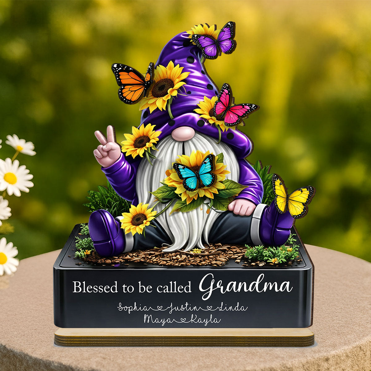 Blessed to Be Called Grandma - Personalized 2-Layered Wooden Plaque - Heartfelt Gift for Grandma