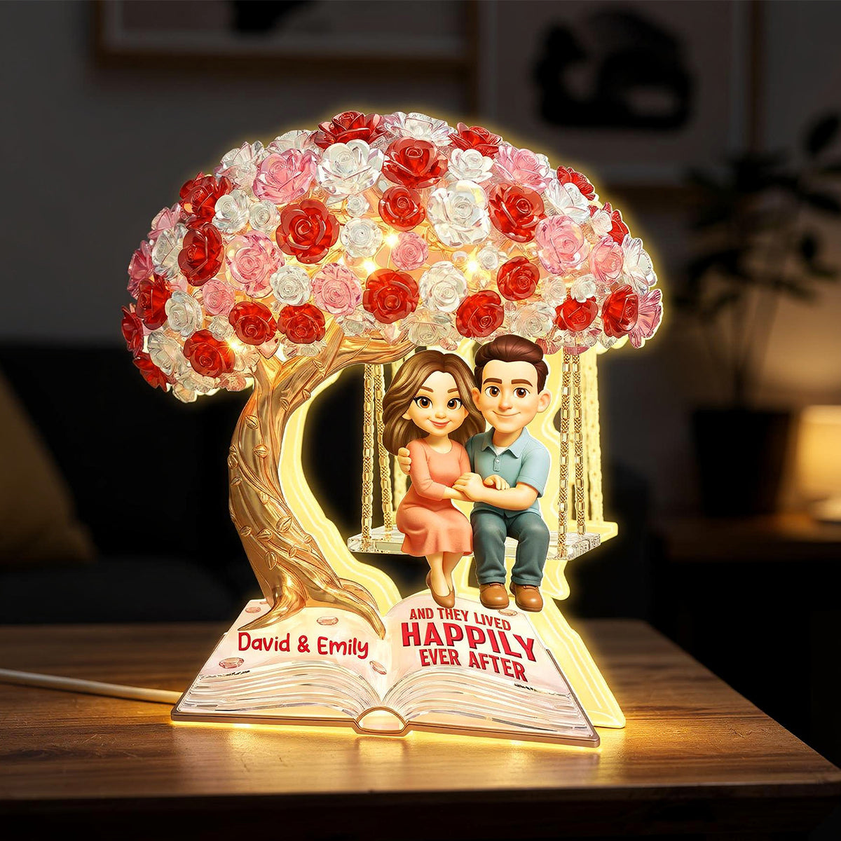 And They Lived Happily Ever After - Personalized Light Box - Valentine's Gift For Him, For Her