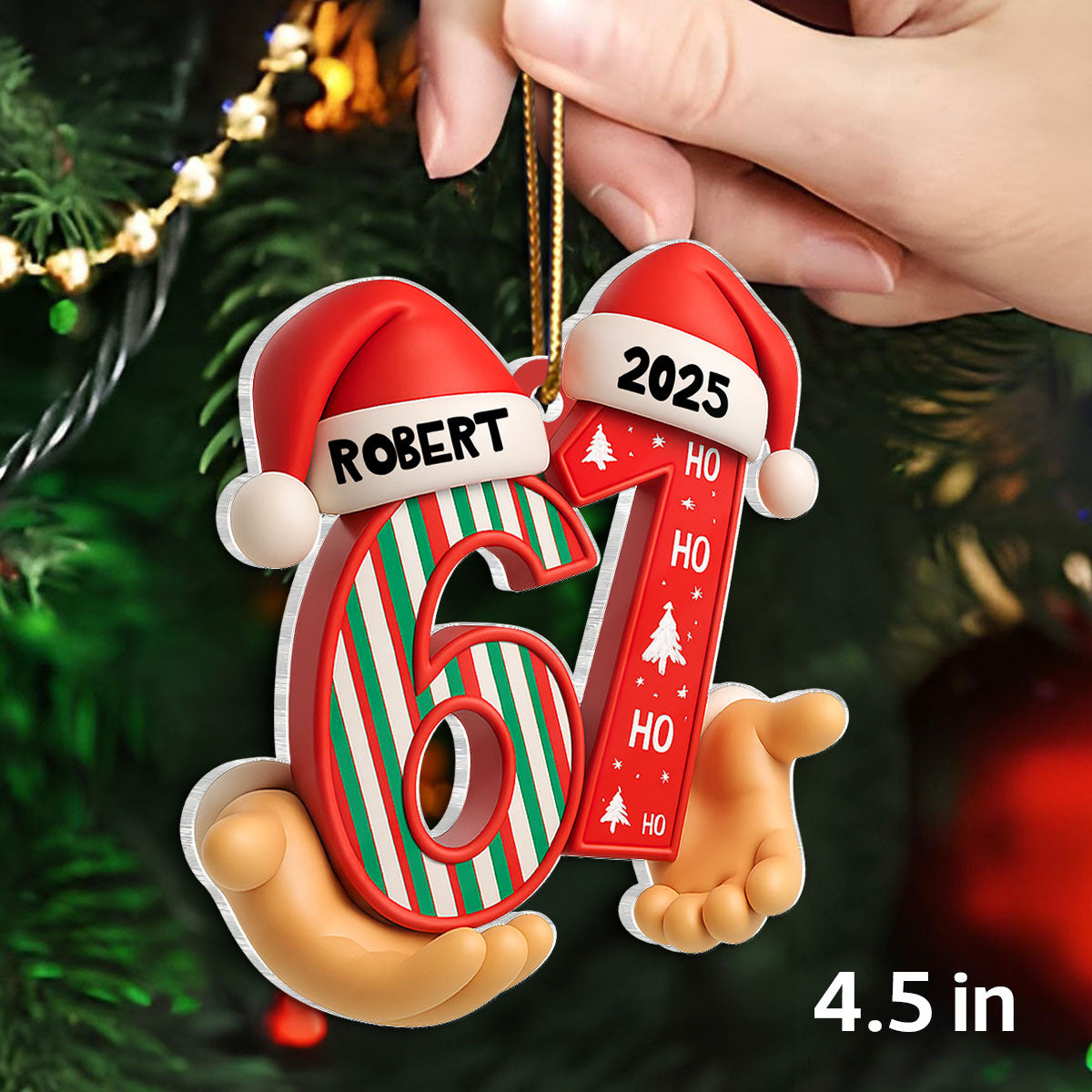 Custom Six Seven 3D Effect Pattern - Personalized Acrylic Ornament - Teen Slang Funny Tree Decor, Funny Teen Grandkid Gift