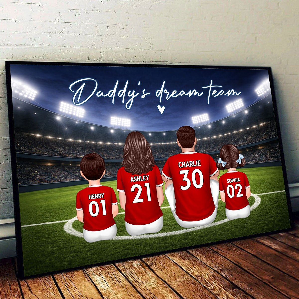 Family Soccer Daddy's Dream Team - Personalized Poster - Gift For Soccer Dad, Gift For Family