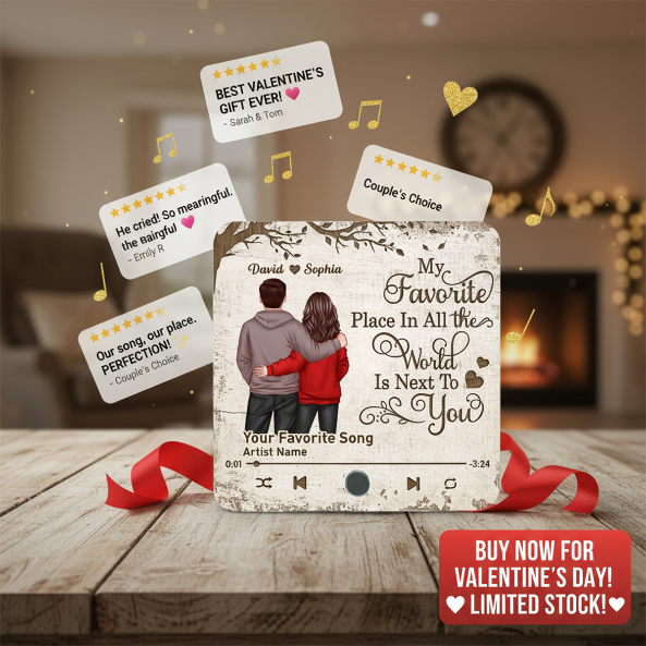 Favorite Place In The World Couple Standing Back View - Personalized Music Fridge Magnet - Heartfelt Gift For Couple, For Him, For Her, Husband, Wife