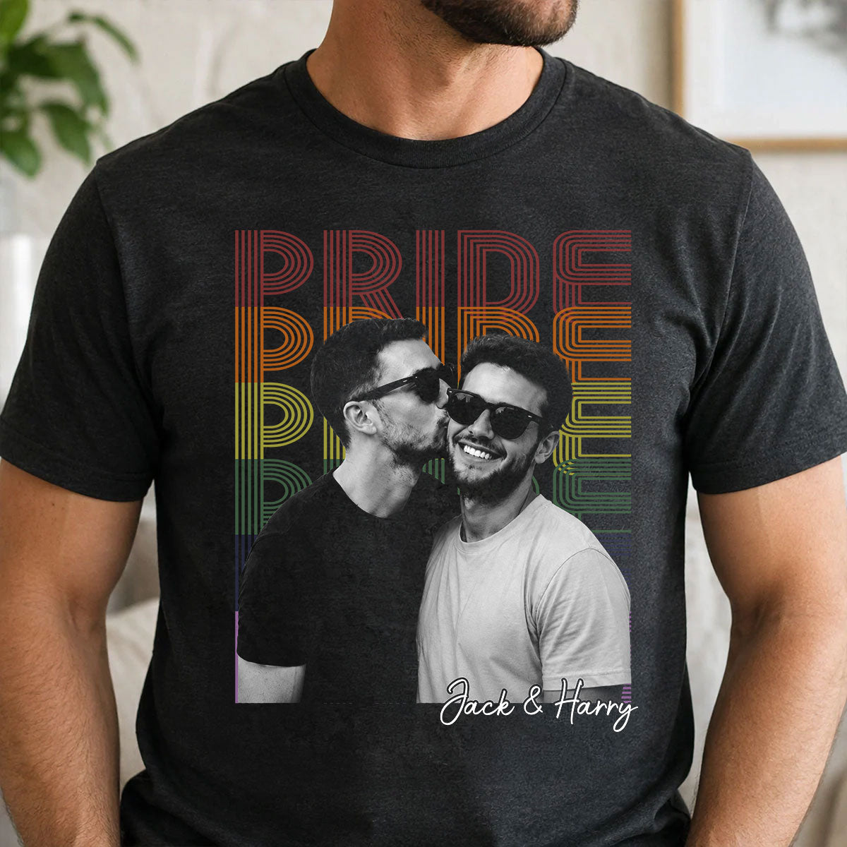 Retro Pride Bootleg Style LGBT+ Couple - Personalized Shirt - Gift For Couple, Happy Pride Month