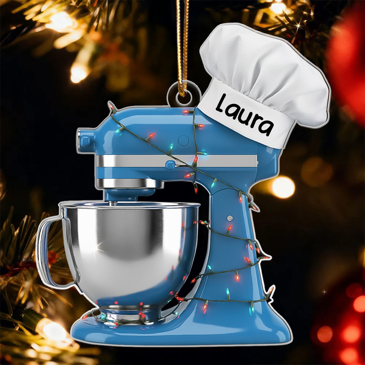 Baking Mixer Lights Christmas - Personalized Acrylic Ornament - Christmas Gift for Bakers