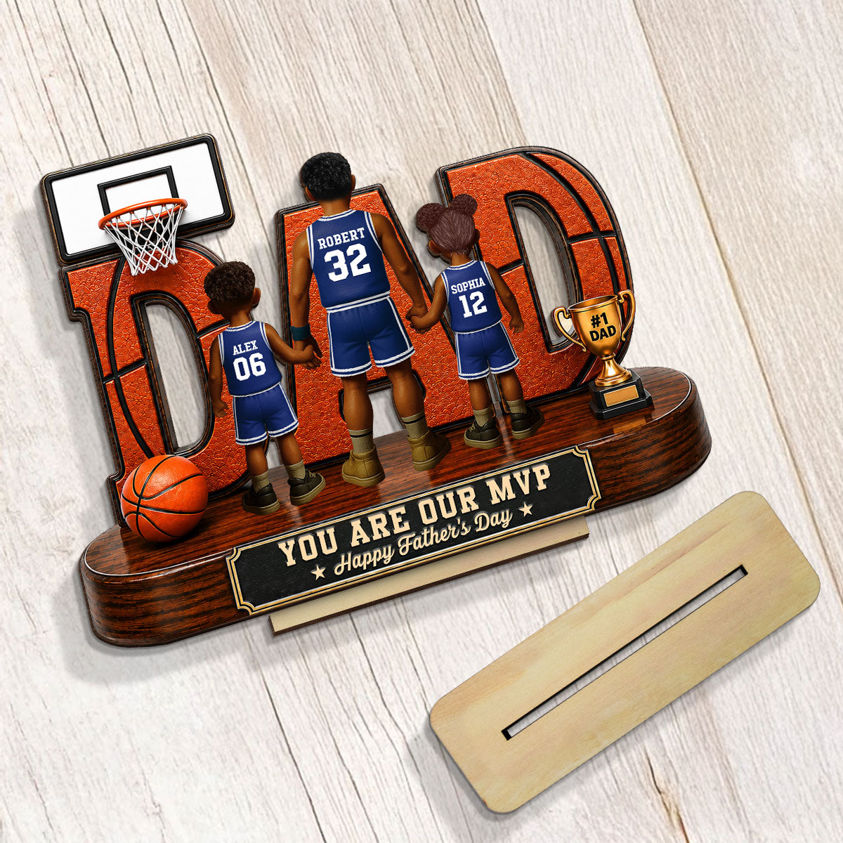 Basketball Dad Legend You Are Our MVP - Personalized 2-Layered Wooden Plaque - Unique Gift, Birthday Gift For Dad, Husband, Basketball Fans