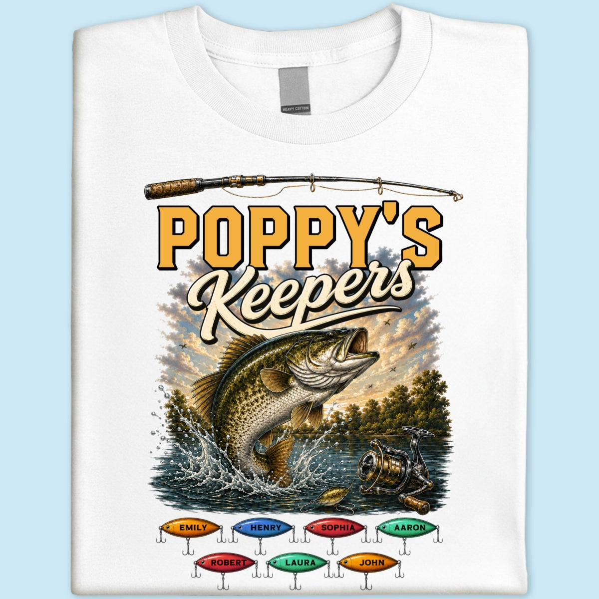 Poppy's Keepers Fishing With Grandkids Names - Personalised Shirt - Father's Day Gift For Dad, Grandpa