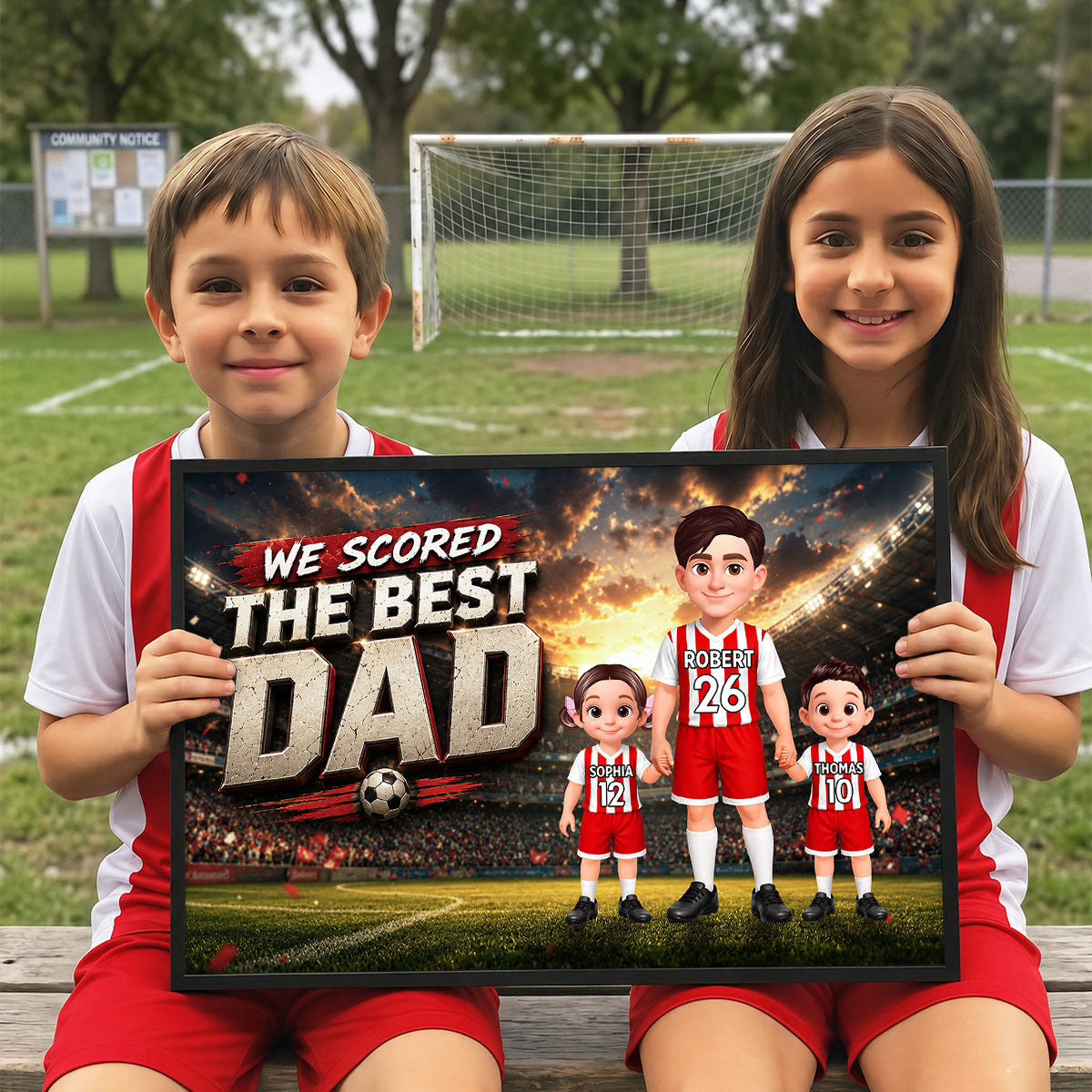 Soccer Dad & Kids Together - Personalized Poster - Father's Day Gift For Dad, Husband