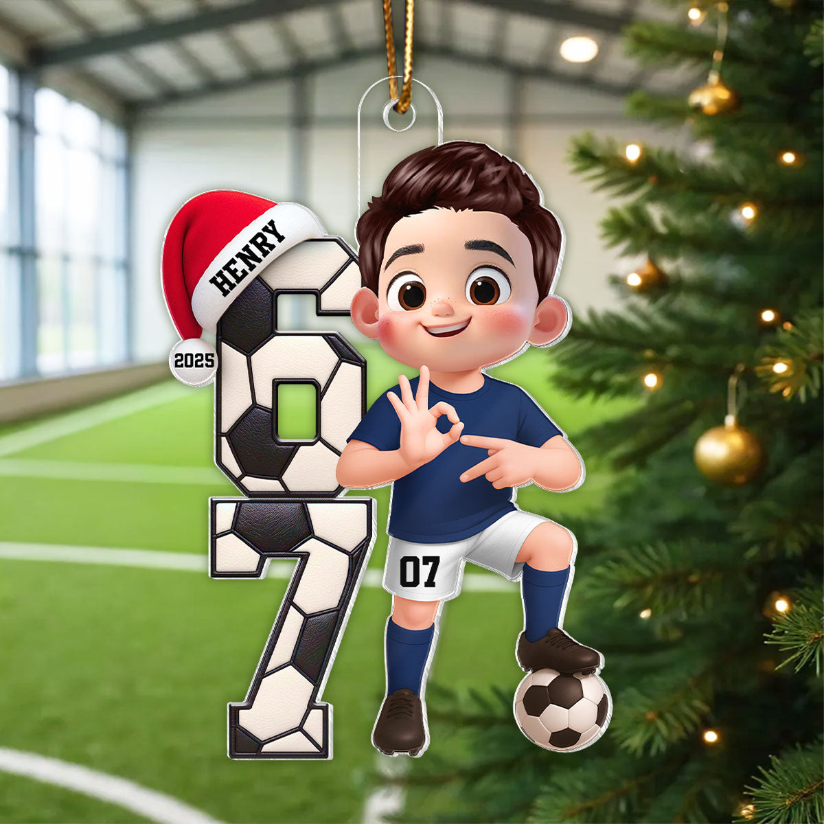 Soccer Boy and Girl Custom Six Seven 67 - Personalized Acrylic Ornament - Teen Slang Funny Tree Decor, Funny Teen Grandkid Gift